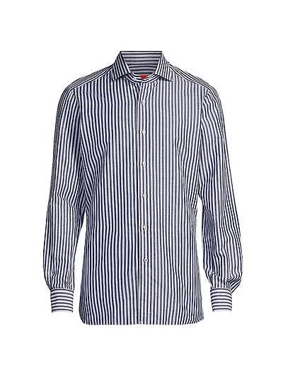 Striped Cotton-Linen Button-Up Shirt