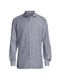 Striped Cotton-Linen Button-Up Shirt