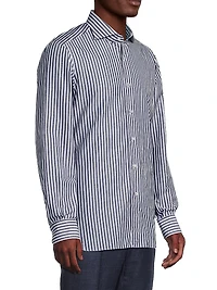 Striped Cotton-Linen Button-Up Shirt