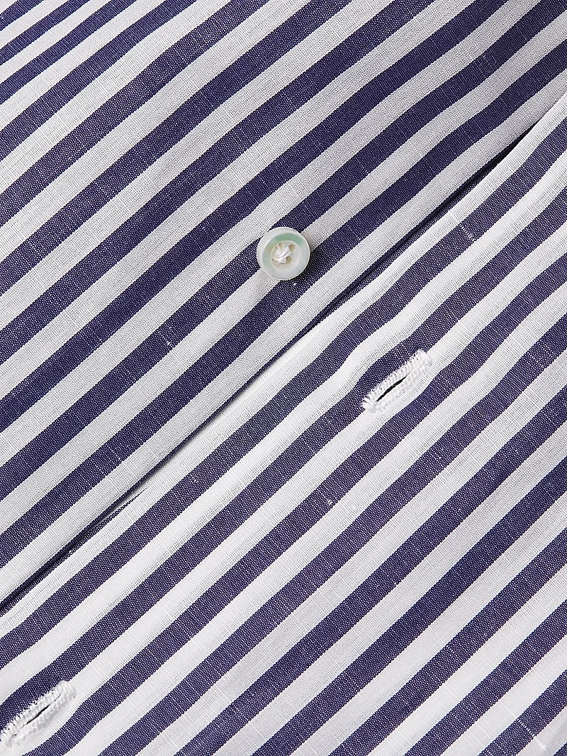 Striped Cotton-Linen Button-Up Shirt