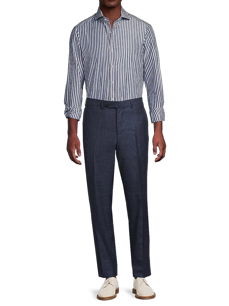 Striped Cotton-Linen Button-Up Shirt
