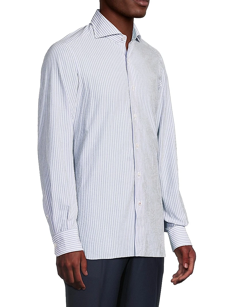 Seersucker Pinstripe Cotton Shirt