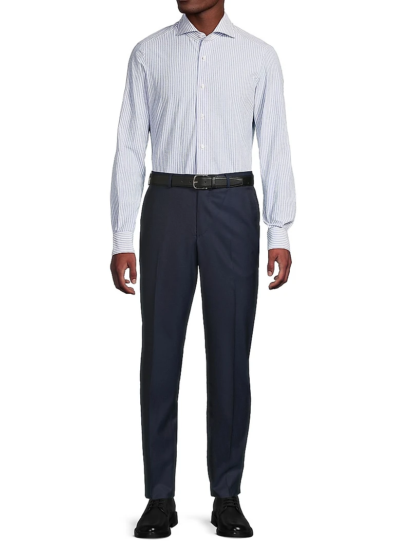 Seersucker Pinstripe Cotton Shirt