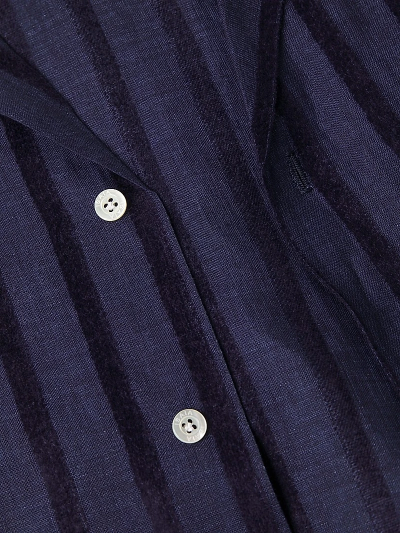 Textured Wide Striped Camp Shirt