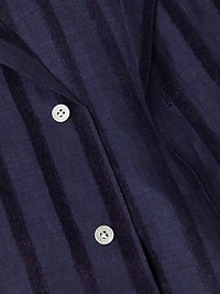 Textured Wide Striped Camp Shirt