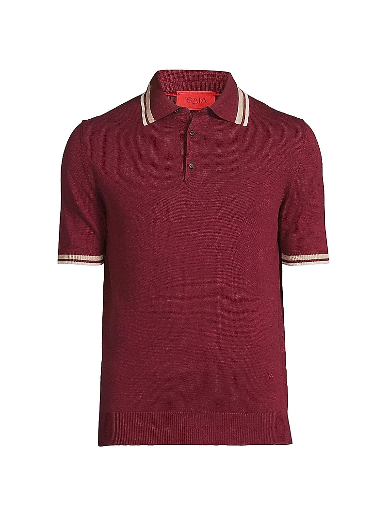 Tipped Silk-Linen Polo Shirt