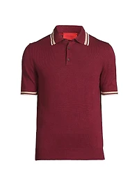 Tipped Silk-Linen Polo Shirt