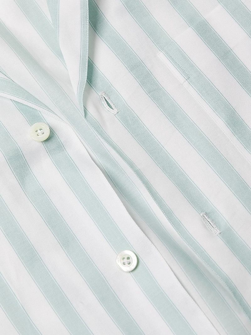 Wide Striped Cotton Camp Shirt