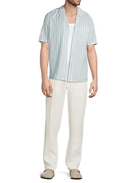 Wide Striped Cotton Camp Shirt