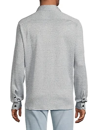 Houndstooth Linen-Silk-Cotton Overshirt