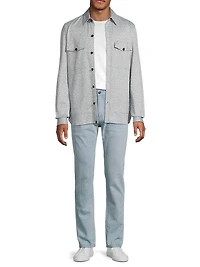 Houndstooth Linen-Silk-Cotton Overshirt