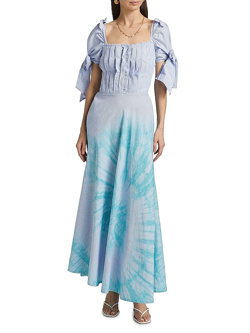Ariyike Pleated Tie-Dye Maxi Dress