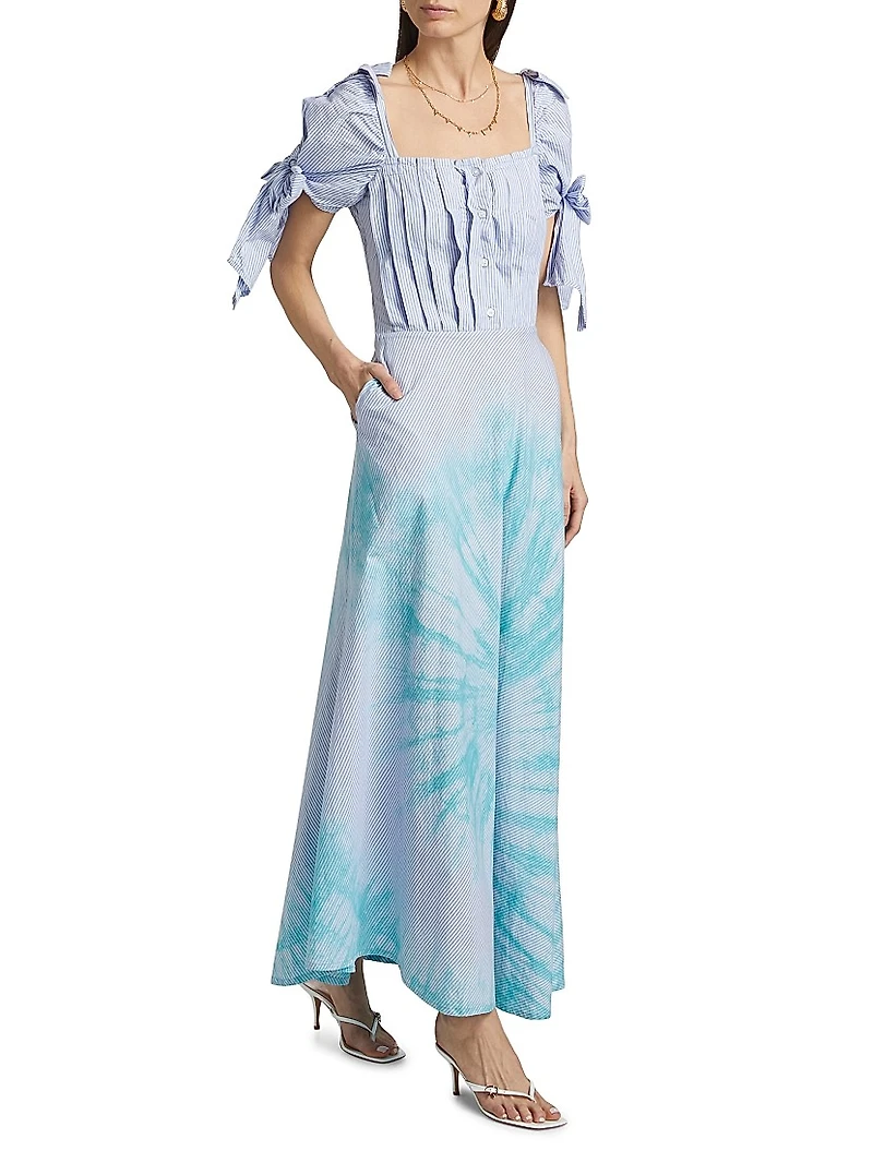 Ariyike Pleated Tie-Dye Maxi Dress