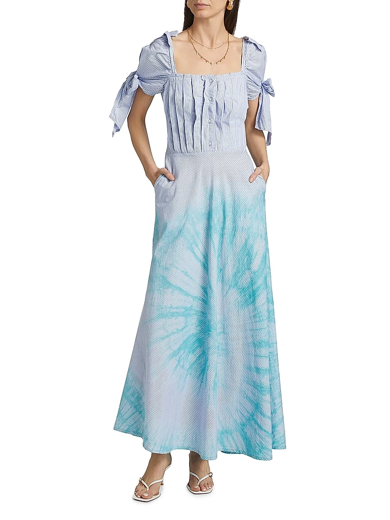 Ariyike Pleated Tie-Dye Maxi Dress