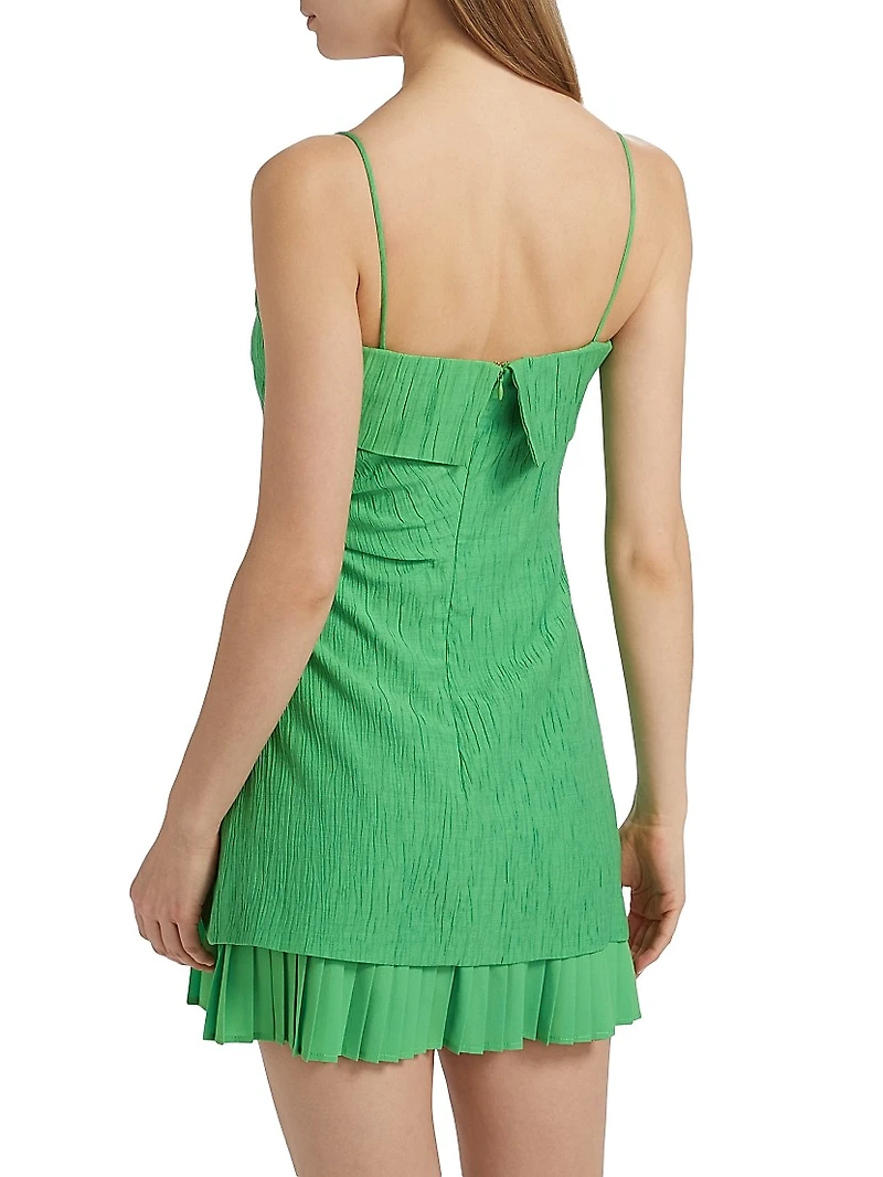 Lienna Crinkled Plissé-Hem Minidress