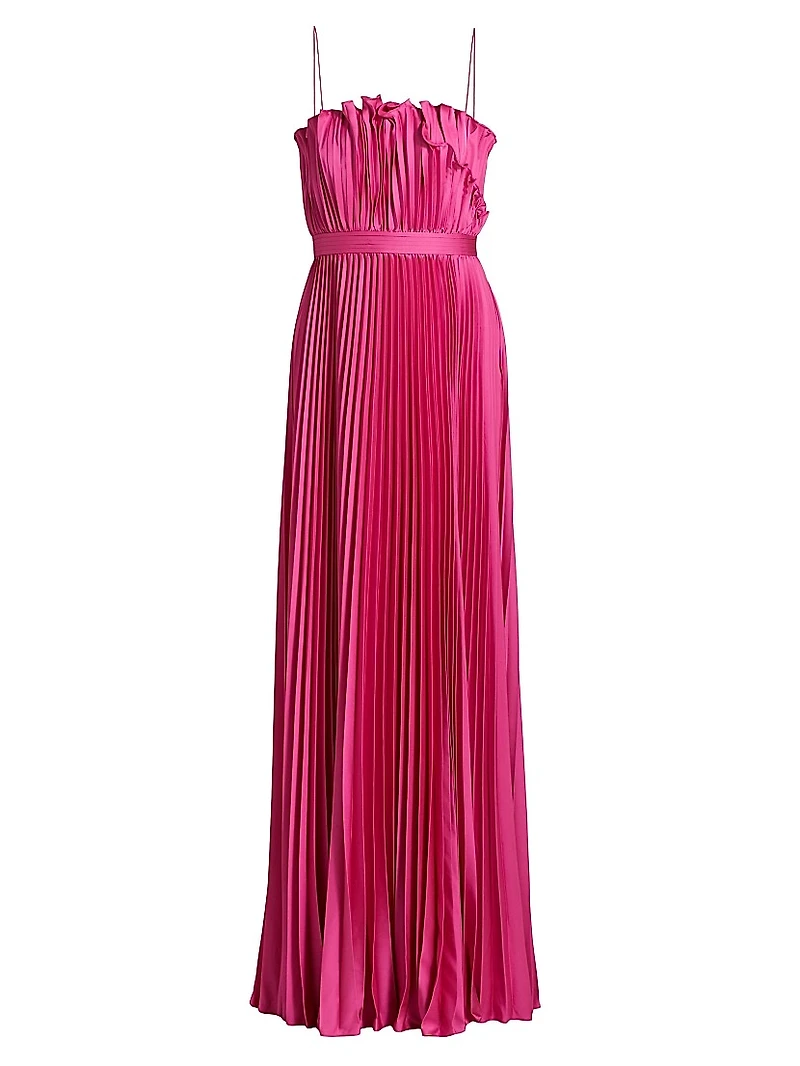 Arora Plissé Satin Sleeveless Gown