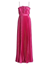 Arora Plissé Satin Sleeveless Gown