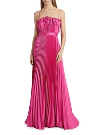 Arora Plissé Satin Sleeveless Gown