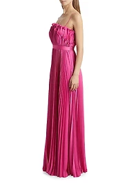 Arora Plissé Satin Sleeveless Gown