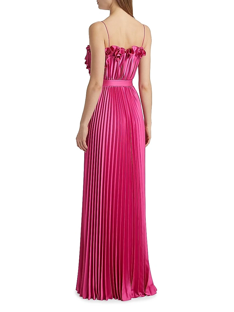 Arora Plissé Satin Sleeveless Gown