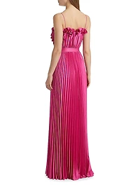 Arora Plissé Satin Sleeveless Gown