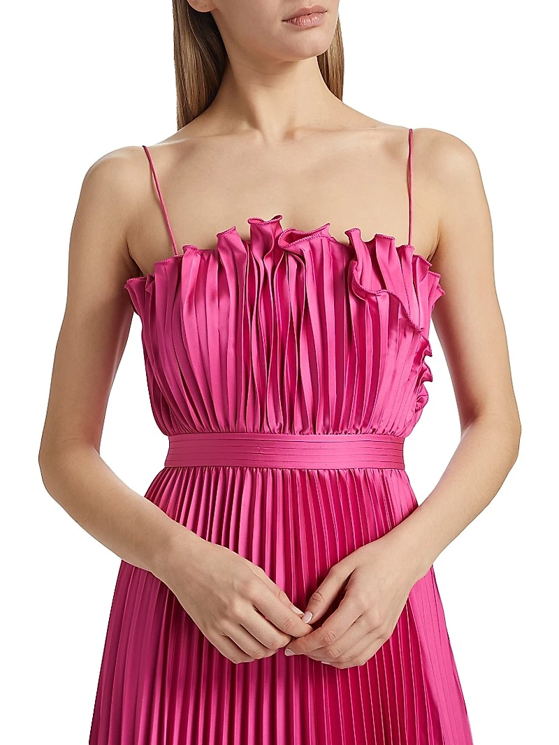 Arora Plissé Satin Sleeveless Gown