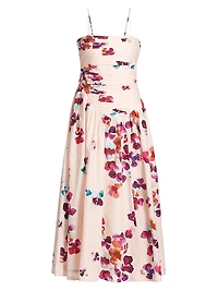 Michele Pleated Floral Midi-Dress