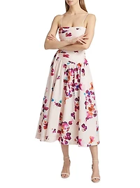 Michele Pleated Floral Midi-Dress
