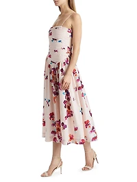 Michele Pleated Floral Midi-Dress