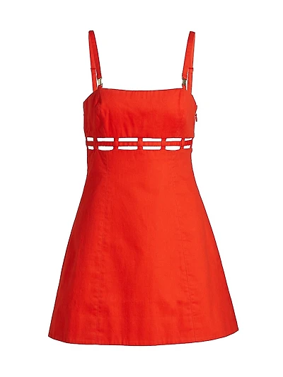 Rei Cut-Out Cotton Twill Minidress