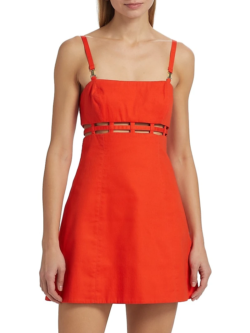 Rei Cut-Out Cotton Twill Minidress