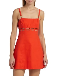 Rei Cut-Out Cotton Twill Minidress