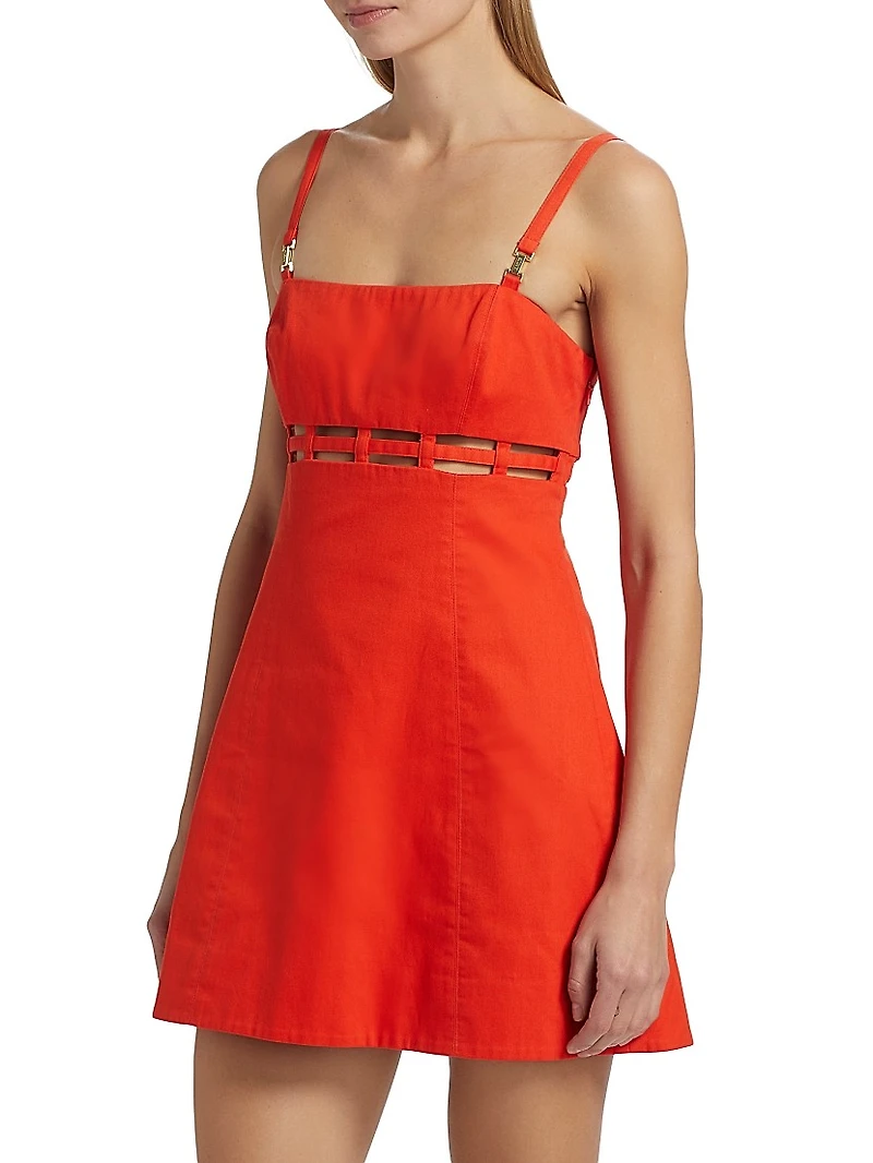 Rei Cut-Out Cotton Twill Minidress
