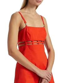 Rei Cut-Out Cotton Twill Minidress