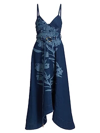 Dana Printed Denim Midi-Dress