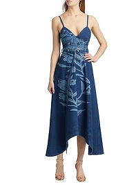 Dana Printed Denim Midi-Dress