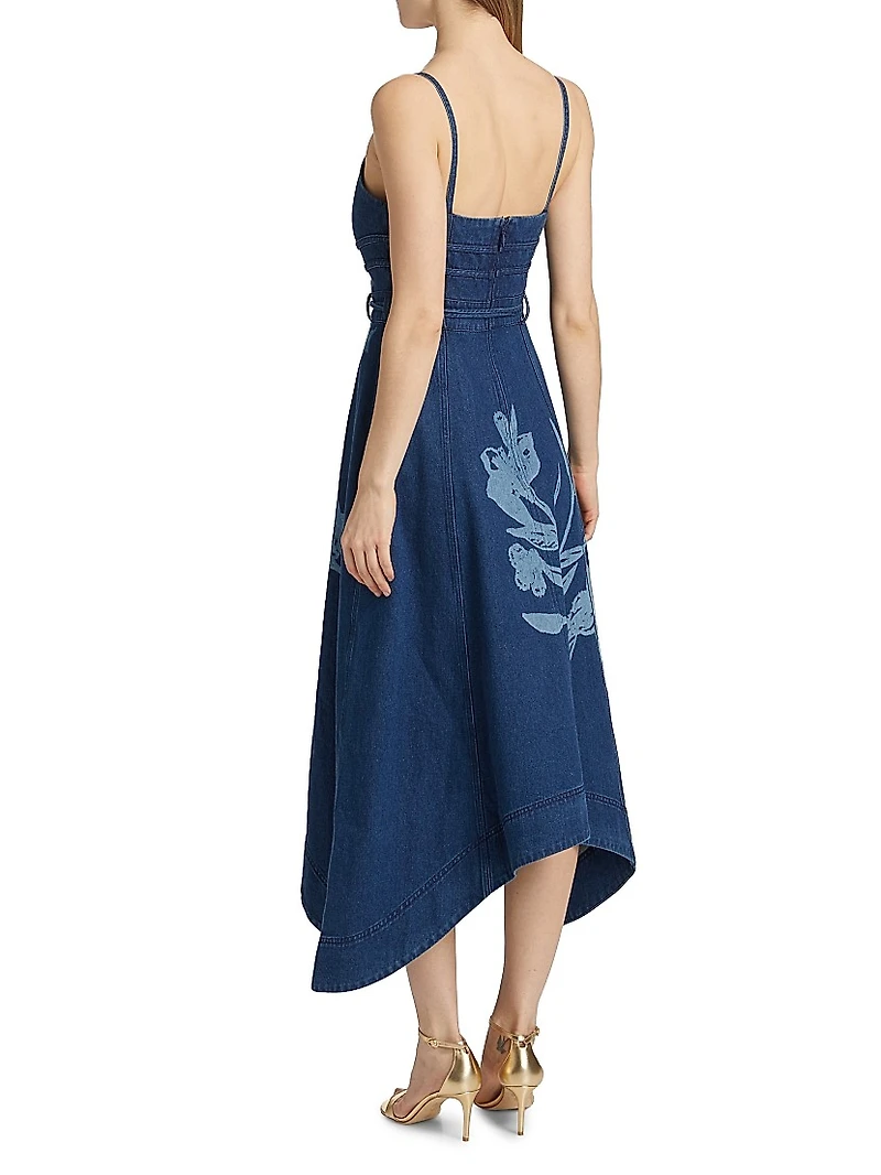 Dana Printed Denim Midi-Dress