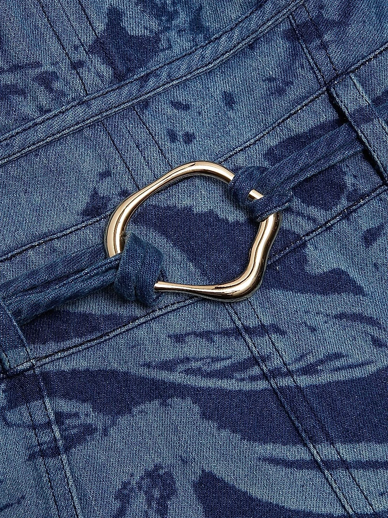 Dana Printed Denim Midi-Dress