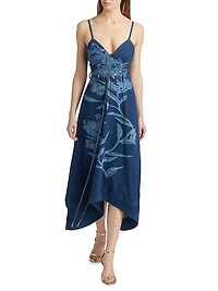 Dana Printed Denim Midi-Dress
