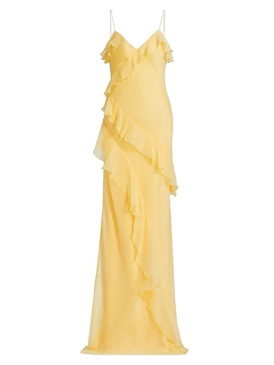 Sophia Chiffon Ruffle-Trim Gown