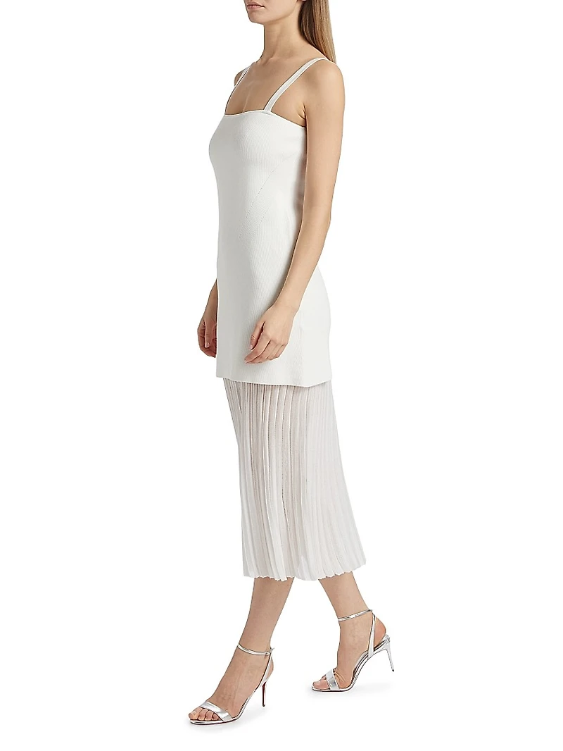 Vienna Mixed-Media Midi-Dress