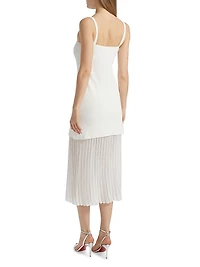 Vienna Mixed-Media Midi-Dress
