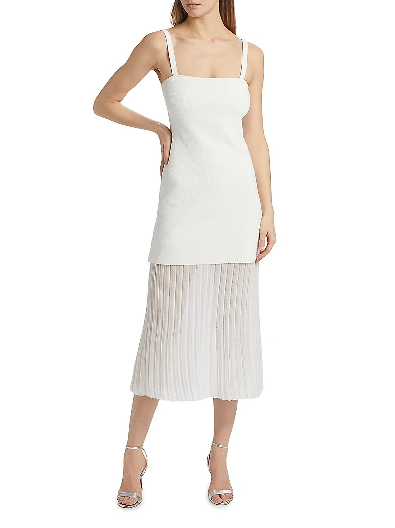 Vienna Mixed-Media Midi-Dress