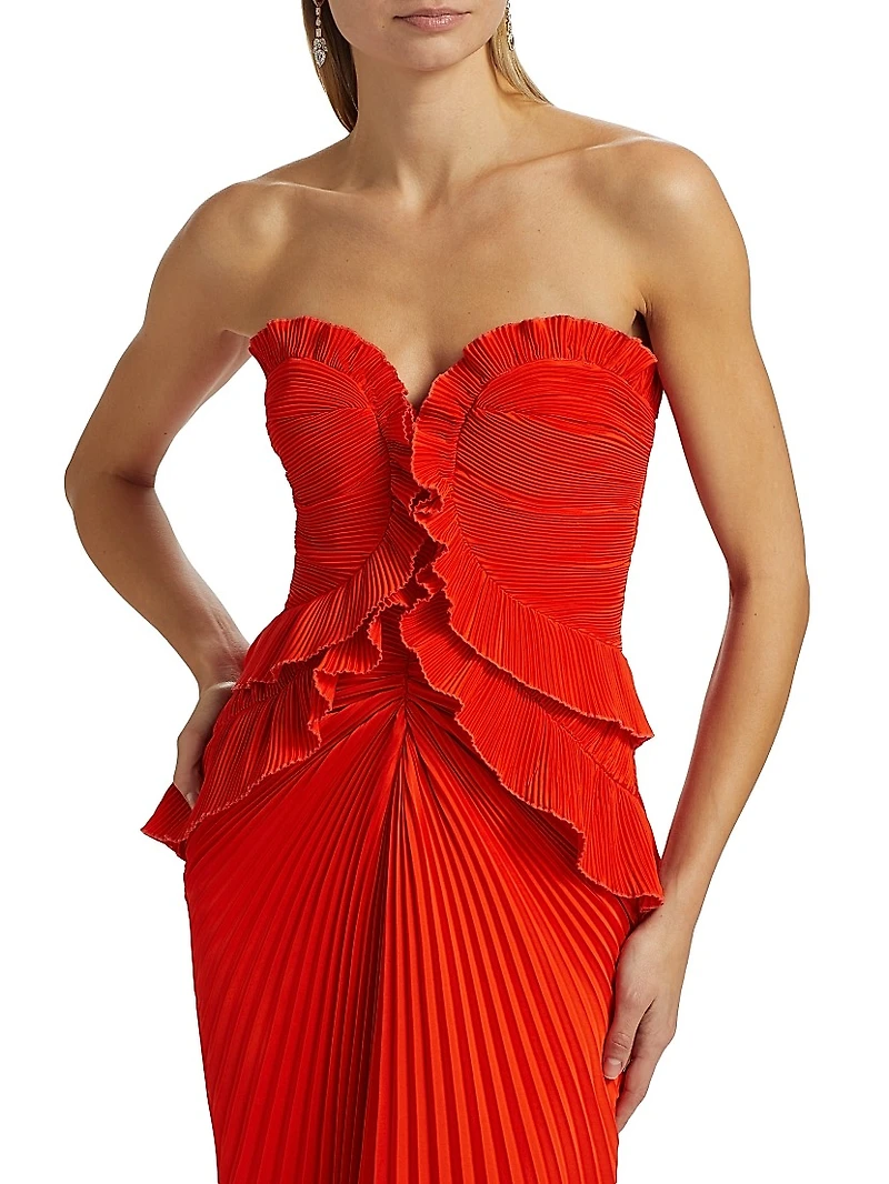 Isabell Strapless Frill Column Gown