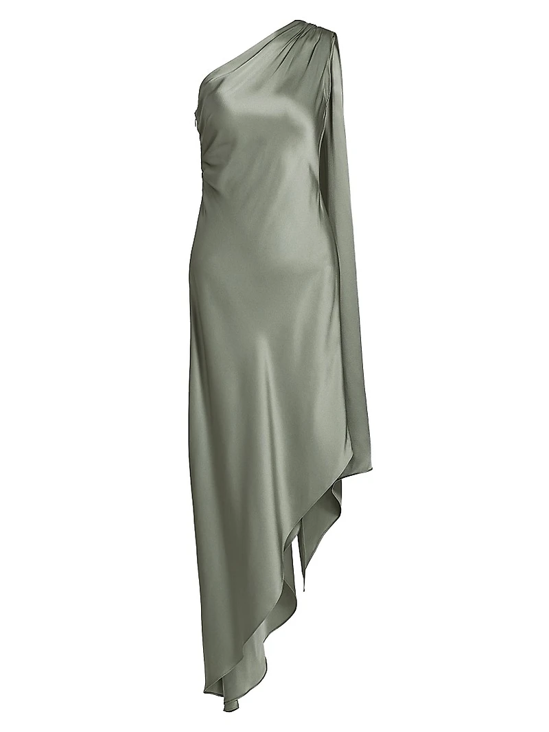 Satin One-Shoulder Cocktail Dress