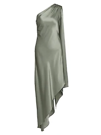 Satin One-Shoulder Cocktail Dress
