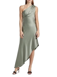 Satin One-Shoulder Cocktail Dress