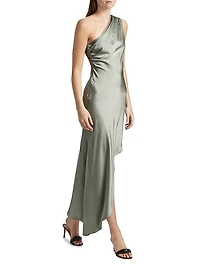 Satin One-Shoulder Cocktail Dress