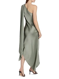 Satin One-Shoulder Cocktail Dress