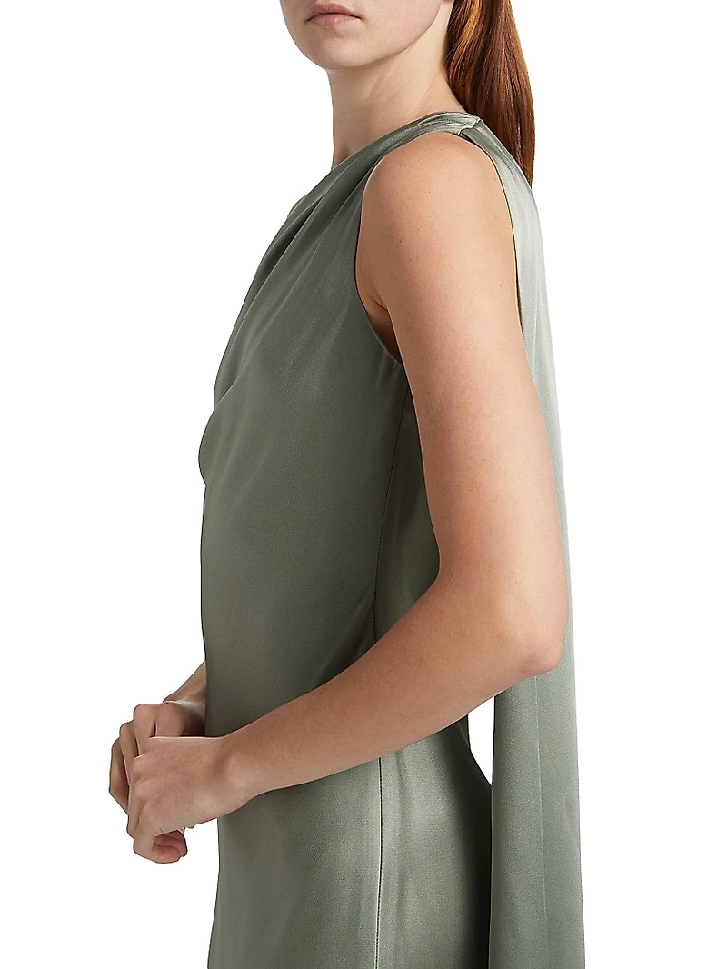 Satin One-Shoulder Cocktail Dress
